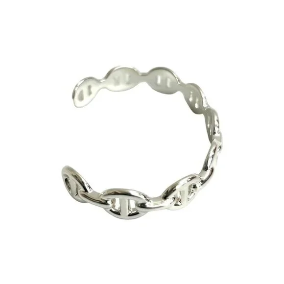 Hermes Enchene Bangle Silver 925 Bracelet Accessory Silver 32192 - Picture 3 of 6